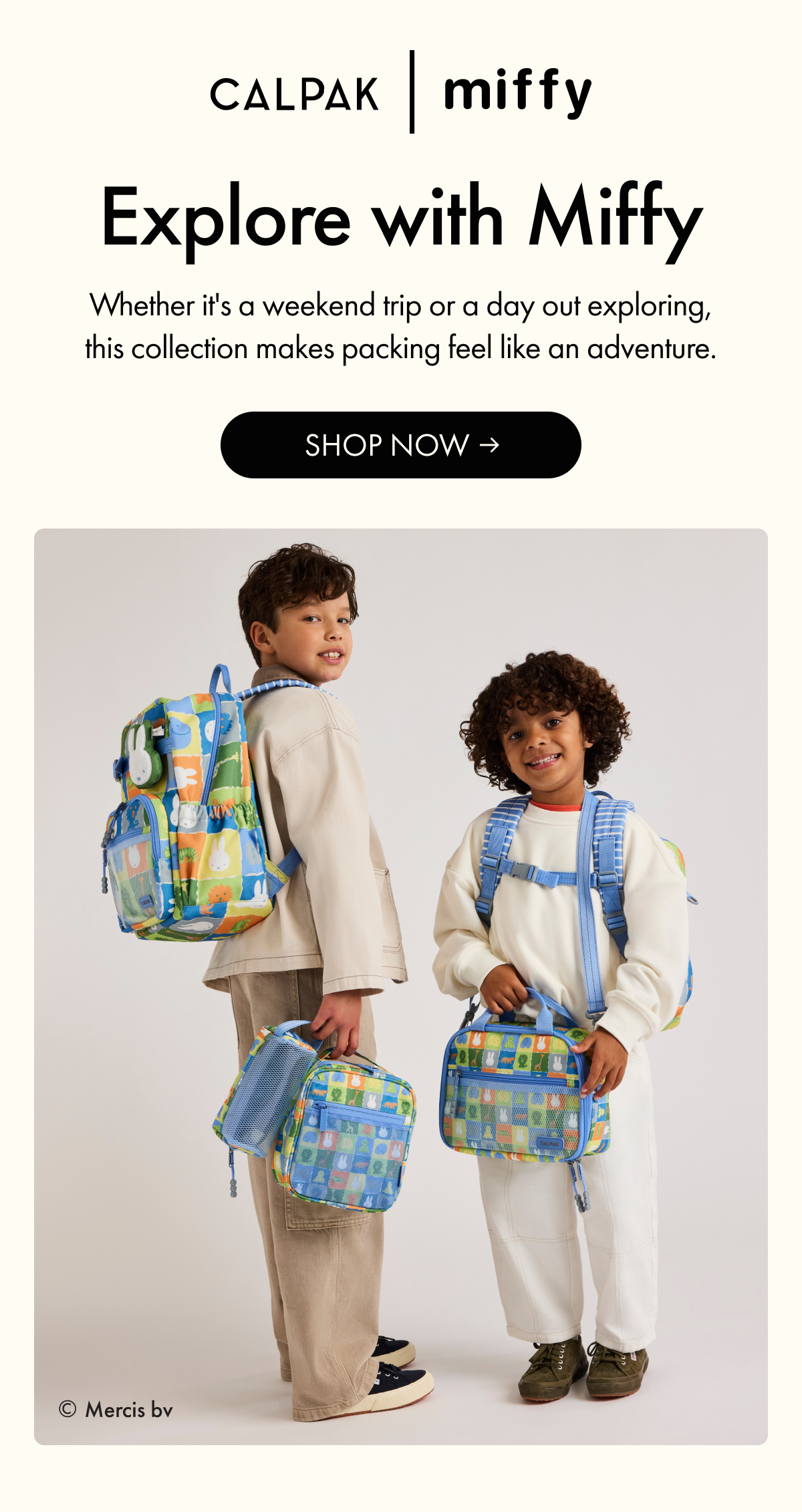 CALPAK + miffy | Explore with Miffy | This collection makes packing feel like an adventure. SHOP NOW