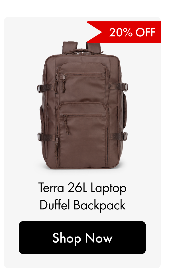 20% OFF | Terra 26L Laptop Duffel Backpack | Shop Now