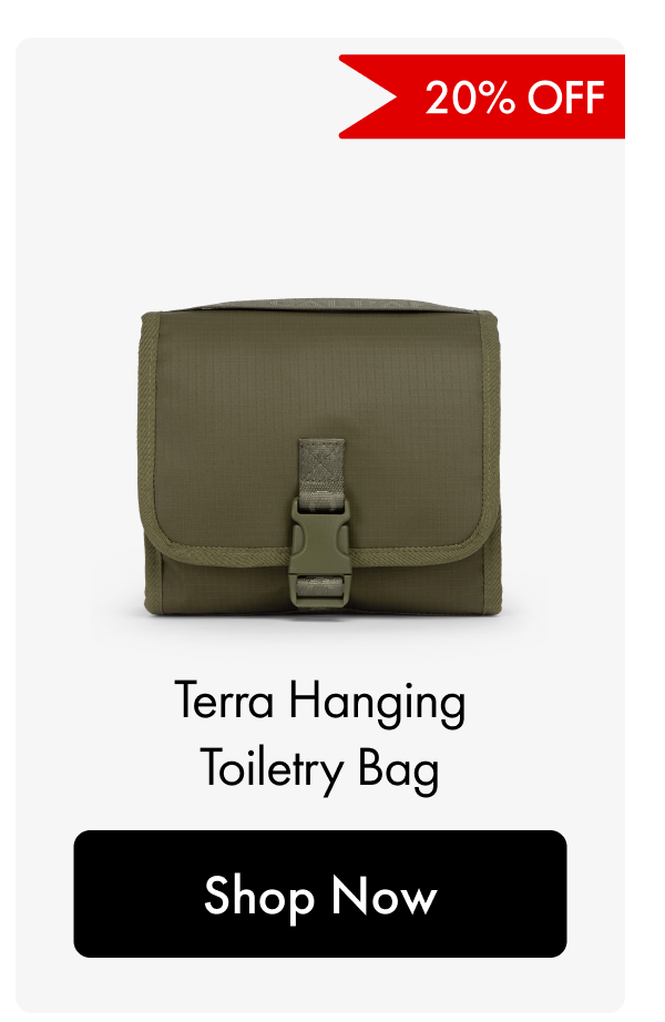 20% OFF | Terra Hanging Toiletry Bag | Shop Now