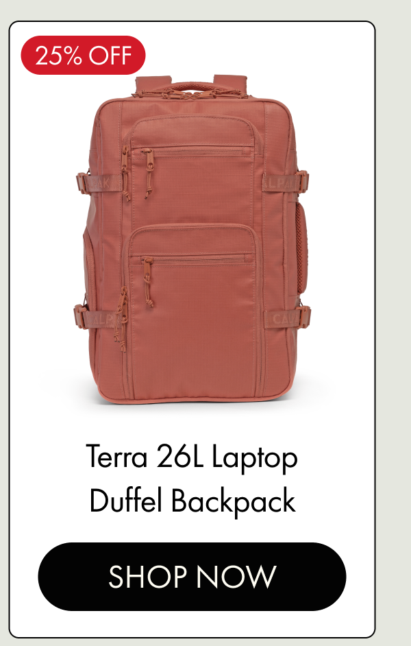 25% OFF | Terra 26L Laptop Duffel Backpack | SHOP NOW