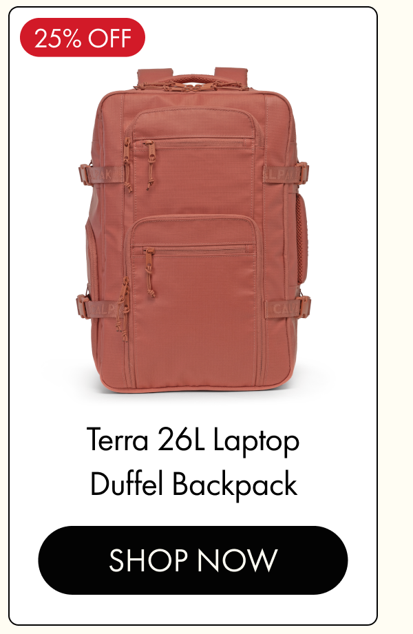 25% OFF | Terra 26L Laptop Duffel Backpack | SHOP NOW