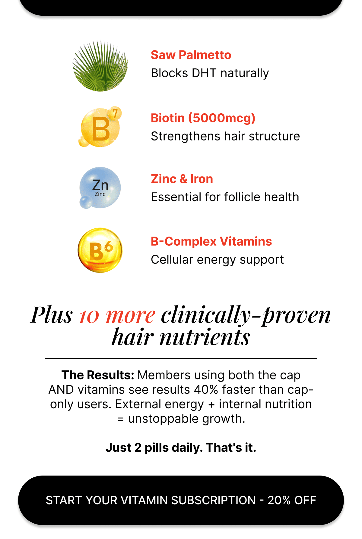 Saw Palmetto Biotin Zinc and Iron B-Complex Vitamins