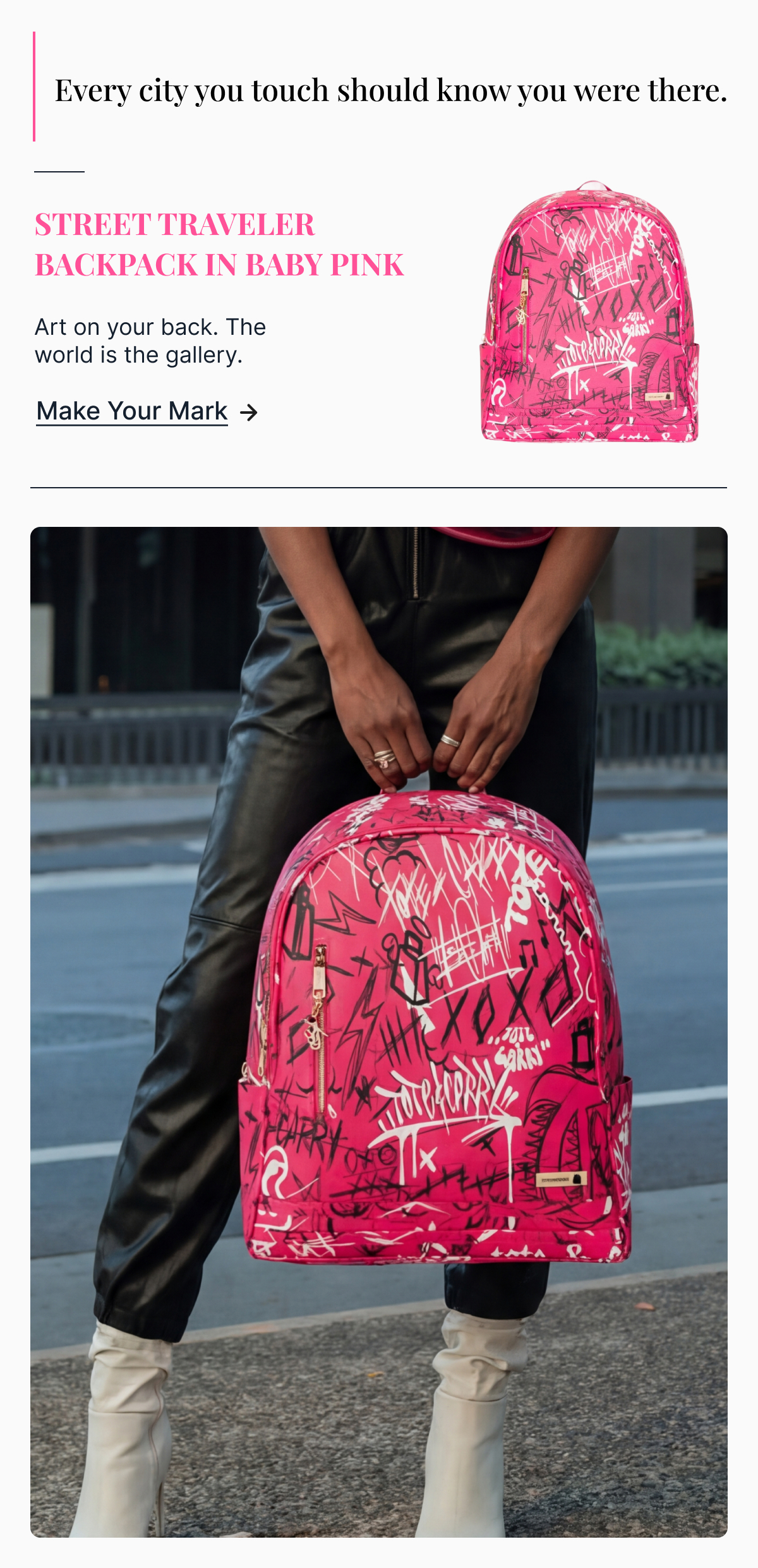 an image of a person with a pink backpack on a street