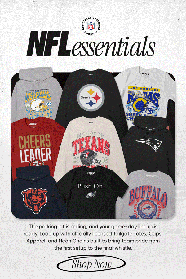 The parking lot is calling. Get ready for the season with officially licensed NFL Tailgating Essentials!