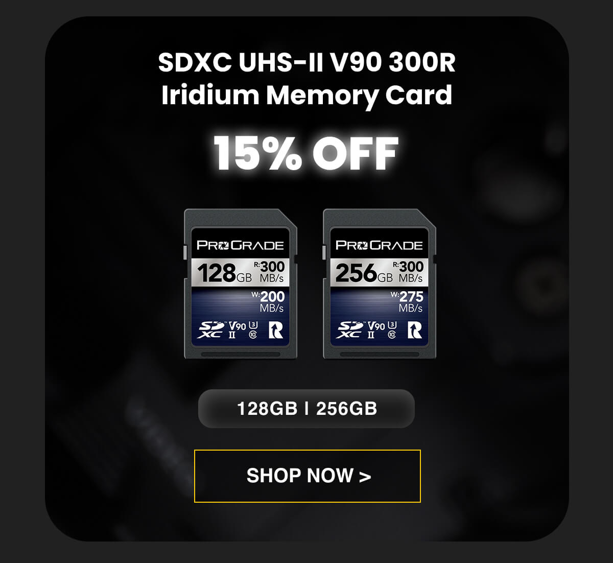SDXC UHS-II V90 300R Iridium Memory Card 15% OFF 128GB | 256GB