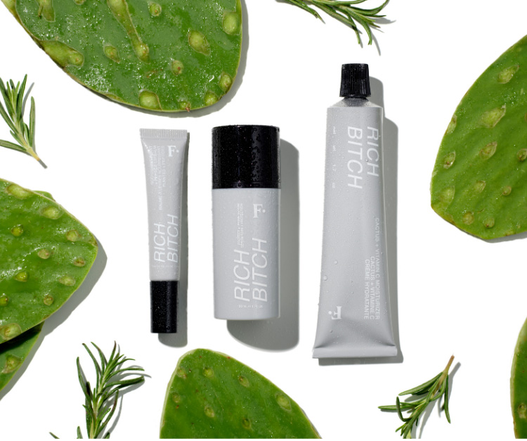 Rich Bitch Skincare Collection crafted from prickly pear oil and more.