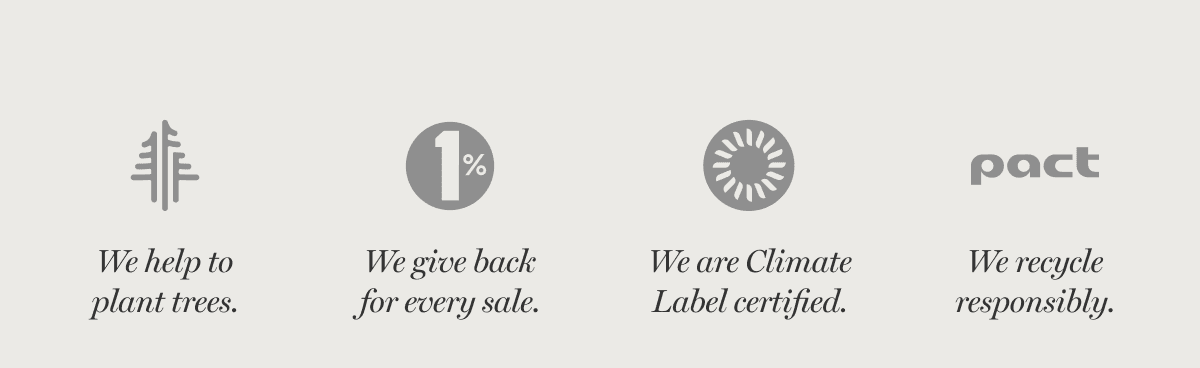 We Help to Plant Trees | We Give Back 1% for Every Sale | Climate LabelCertified | We recycle responsibly