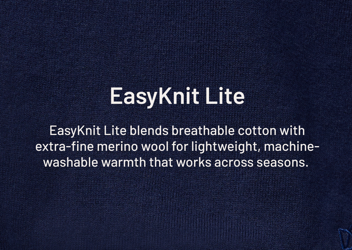 EasyKnit Lite blends breathable cotton with extra-fine merino wool