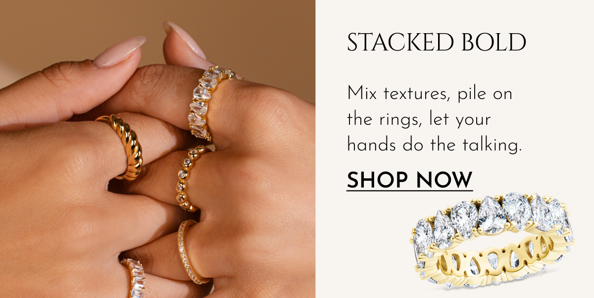 Stacked Bold | Mix textures, pile on the rings, let your hands do the talking. [Shop now] | Sterling Silver Janis CZ Eternity Band Ring