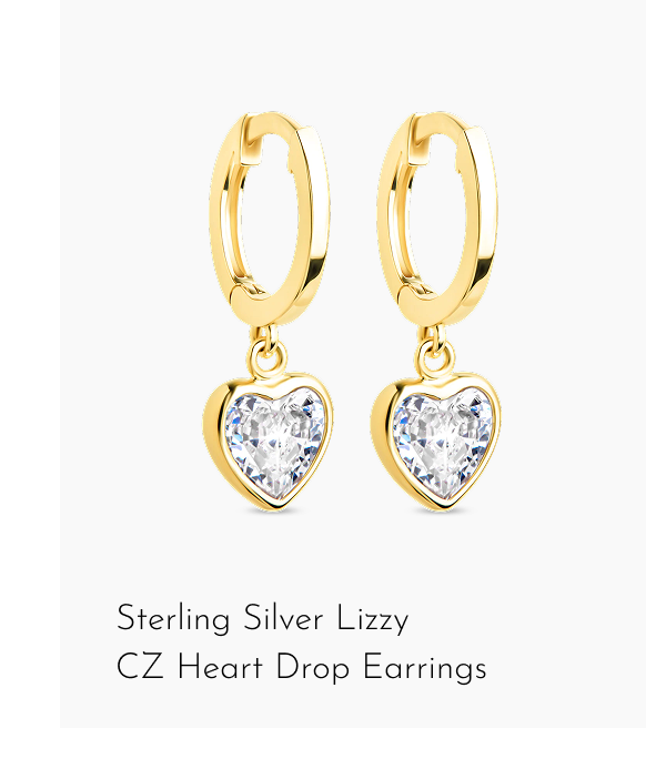 Sterling Silver Lizzy  CZ Heart Drop Earrings