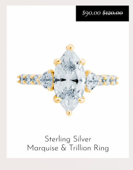 Sterling Silver Marquise & Trillion Ring - $90