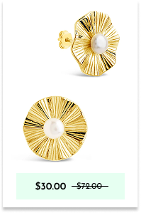 Sterling Silver Textured Disk & Pearl Stud Earrings