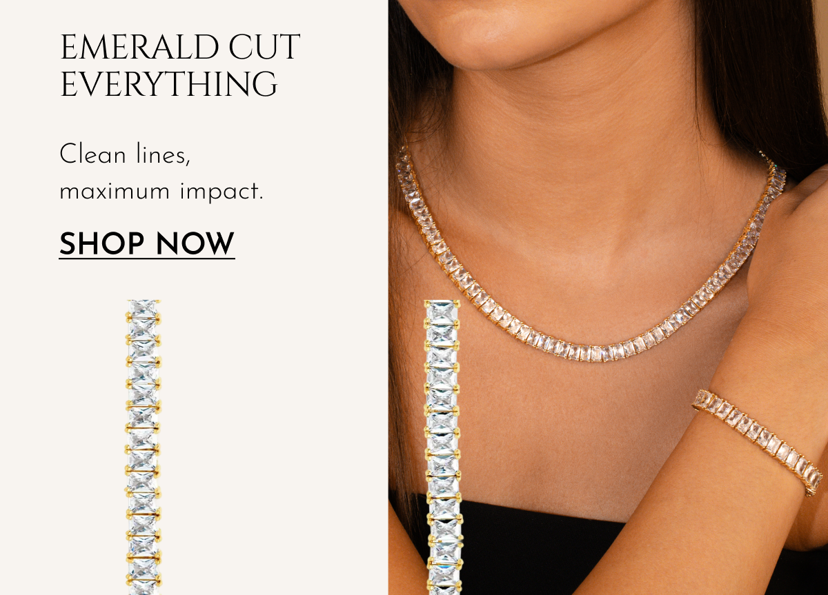 Emerald Cut Everything | Clean lines, maximum impact. [Shop now] | Marisol CZ Tennis Necklace