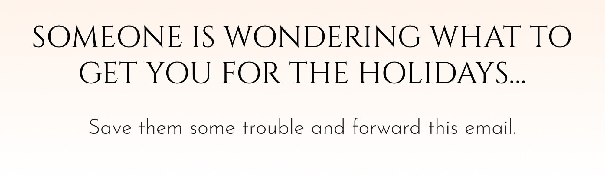 Someone is wondering what to get you for the holidays…