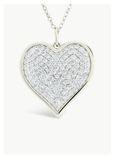 Sterling Silver CZ Statement Heart Pendant