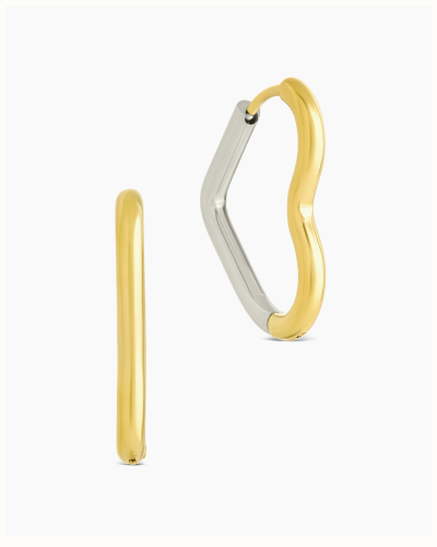 Berna Dual Tone Heart Hoops