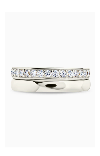 Sterling Silver Jackie CZ Stacking Ring Set of 2