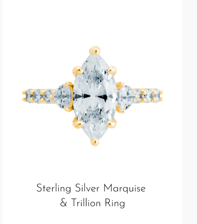 Sterling Silver Marquise & Trillion Ring