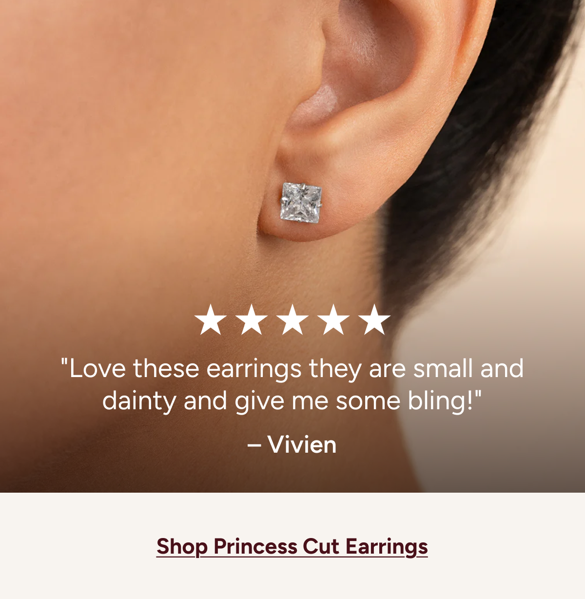 5-star review: "Love these earrings they are small and dainty and give me some bling!" —Vivien [Shop Princess Cut Earrings]