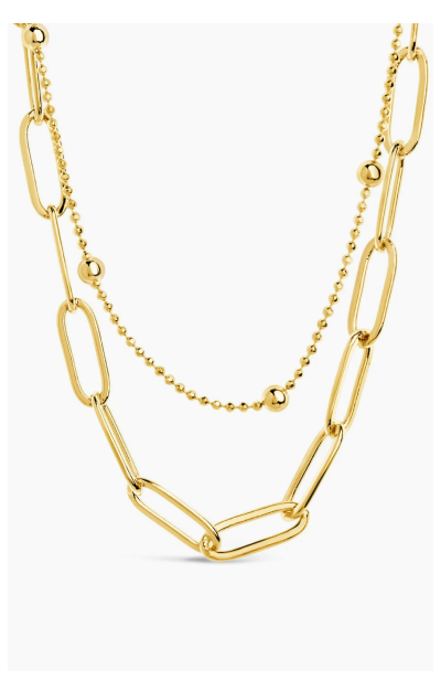 Leah Beaded & Paperclip Layered Chain Necklace