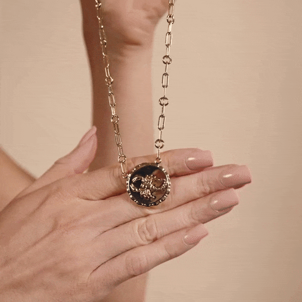 Bold CZ Zodiac Link Pendant Necklace - Scorpio