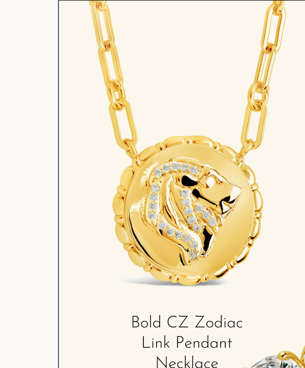 Bold CZ Zodiac Link Pendant Necklace