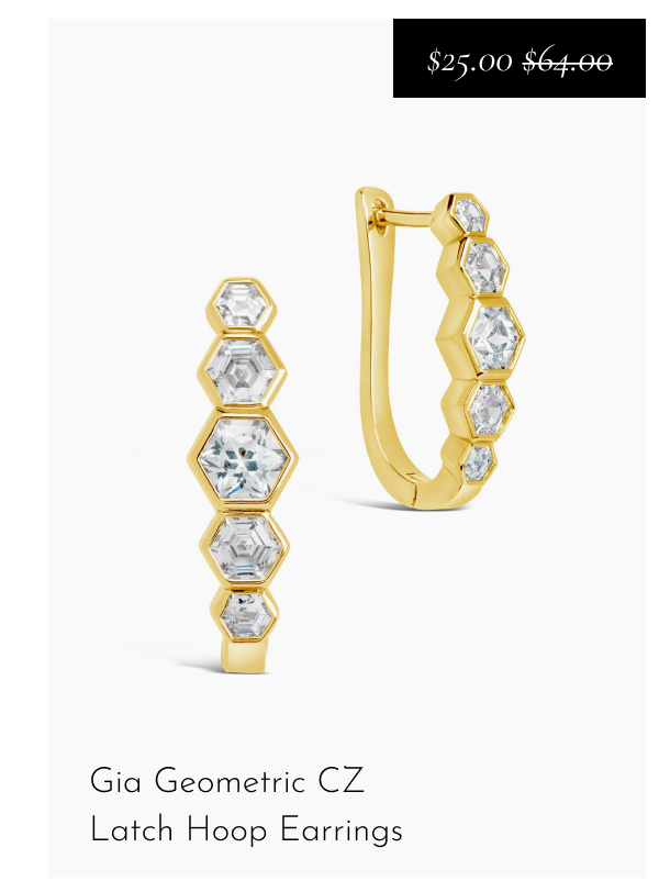 Gia Geometric CZ Latch Hoop Earrings [*$25.00* $64.00]