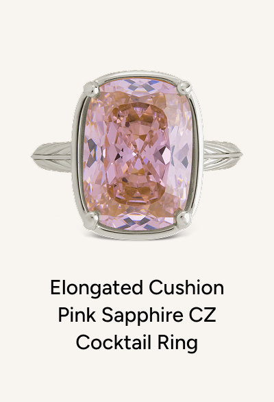 Elongated Cushion Pink Sapphire CZ Cocktail Ring