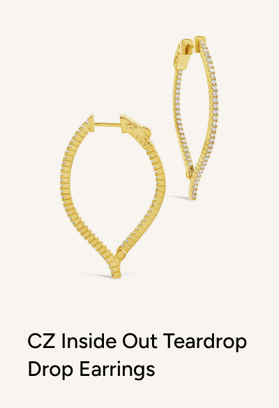 CZ Inside Out Teardrop Drop Earrings
