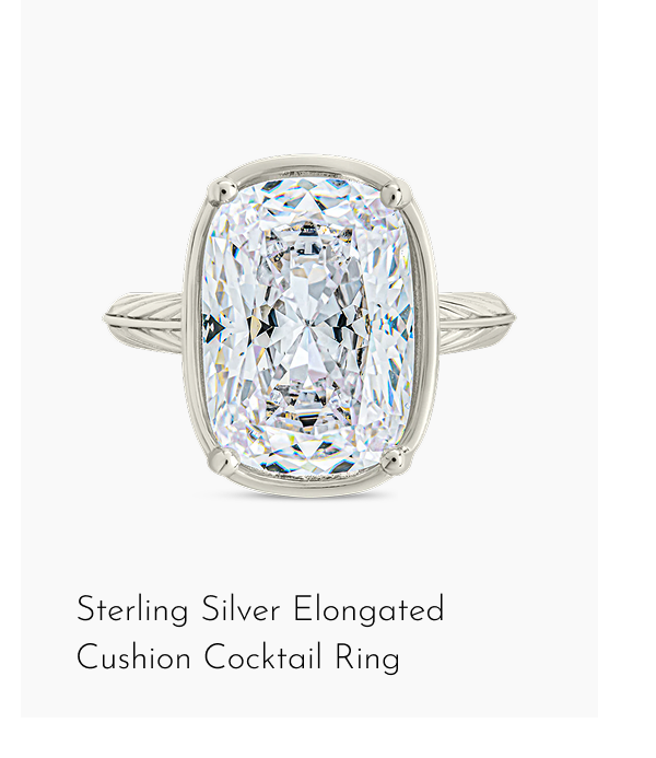 Sterling Silver Elongated Cushion Cocktail Ring