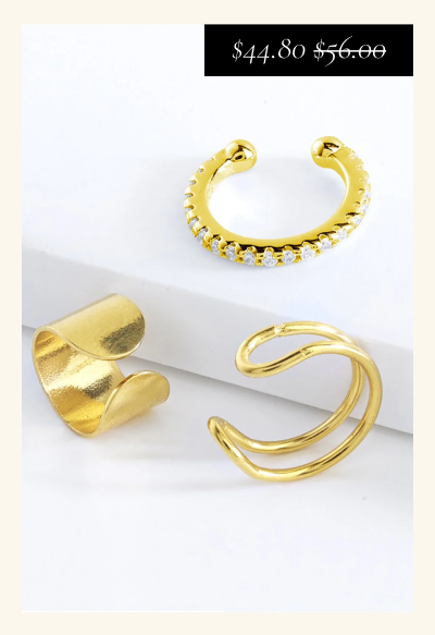 Sterling Silver Simple Ear Cuff Set of 3