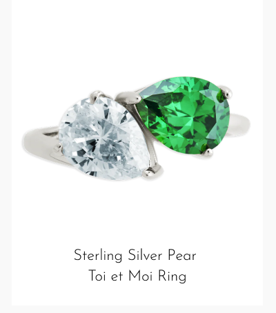 Sterling Silver Pear Toi et Moi Ring