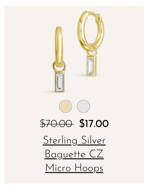 Baguette CZ Micro Hoops