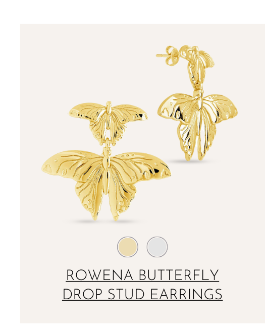 Rowena Butterfly Drop Stud Earrings