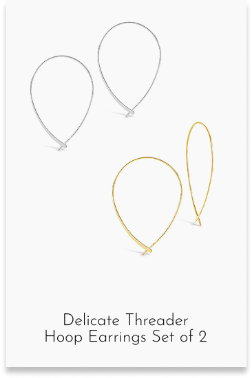 Delicate Threader Hoop Earrings Set of 2
