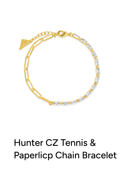 Hunter CZ Tennis & Paperlicp Chain Bracelet