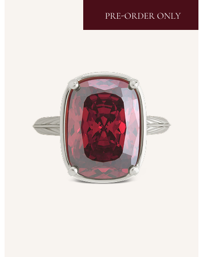 Pre-order only: Sterling Silver Elongated Cushion Garnet CZ Cocktail Ring