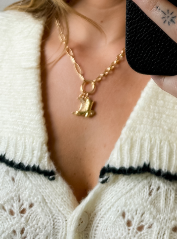 Kelsea CZ Boot & Moon Pendant Charm Necklace