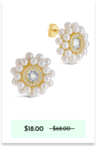 Betty CZ & Pearl Stud Earrings