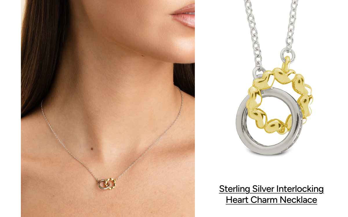 Sterling Silver Interlocking Heart Charm Necklace