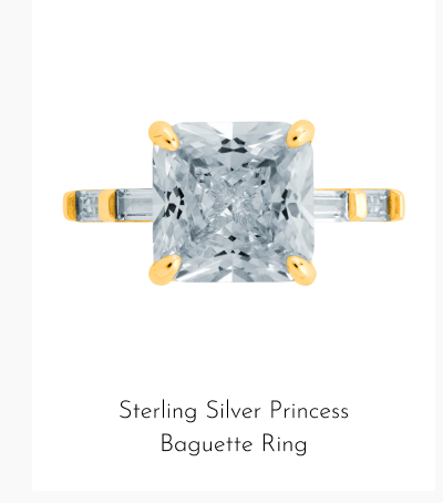 Sterling Silver Princess Baguette Ring
