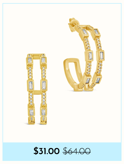 $31.00 Neah CZ Station Hoop Earrings