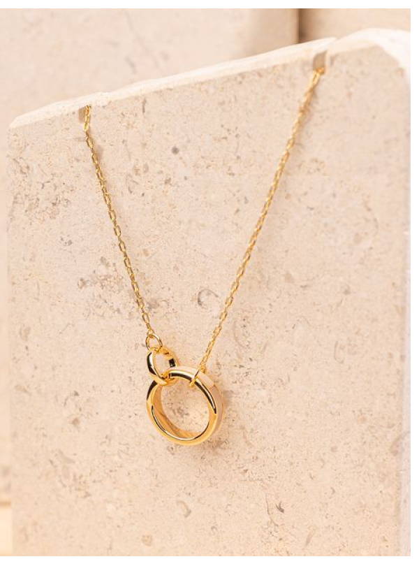 Mishel Mother of Pearl Inlay Interlocking Circles Pendant Necklace