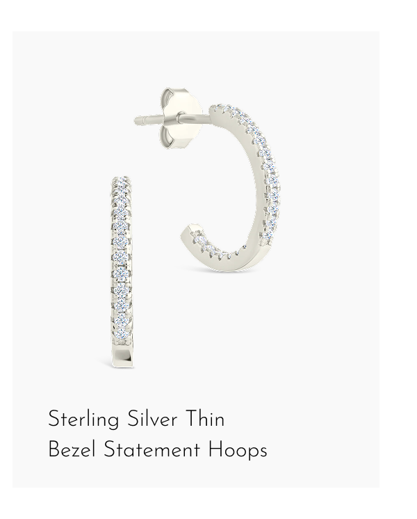 Sterling Silver Thin Bezel Statement Hoops