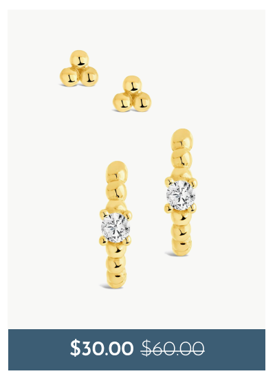 Sterling Silver Beaded Stud & CZ Micro Hoop Earring Set | $30.00