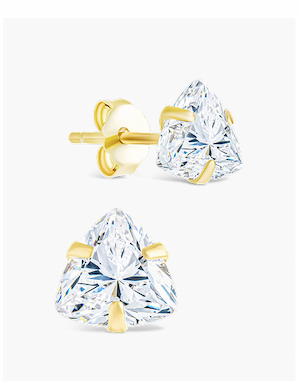 Sterling Silver Trillion Cut Prong Set Stud Earrings