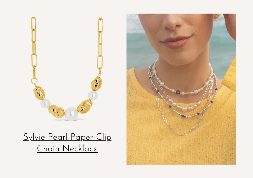 Sylvie Pearl Paper Clip Chain Necklace