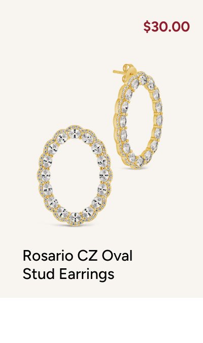 Rosario CZ Oval Stud Earrings [$30.00]