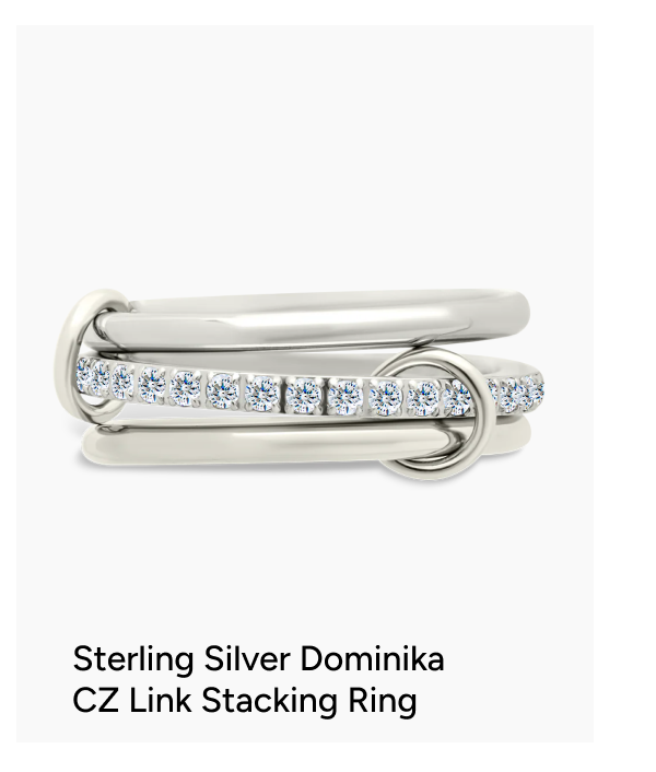 Sterling Silver Dominika CZ Link Stacking Ring