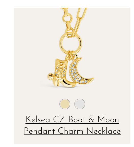 Kelsea CZ Boot & Moon Pendant Charm Necklace